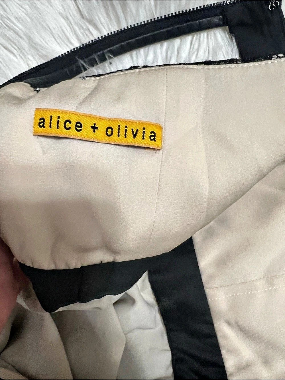 alice + olivia Black And Nude Lace With Leather Zipper Jumpsuit Small - Picture 8 of 16